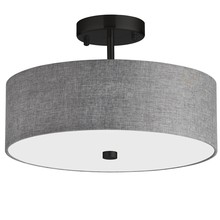 Dainolite 571-143SF-MB-GRY - 3 Light Incandescent Matte Black Semi-Flush Fixture w/ Grey Shade