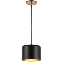 Dainolite EMI-81P-AGB-MB - 1 Light Incandescent Pendant, Aged Brass w/ Matte Black &Gold Shade