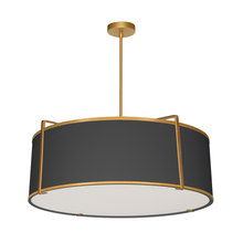 Dainolite TRA-244P-GLD-BK - 4 Light Drum Pendant, Gold / Black Shade with 790 Diffuser