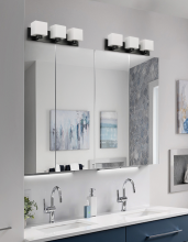 Dainolite VED-223W-MB - 3 Light Vanity Matte Black with White Opal Glass