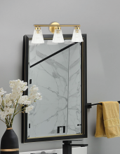 Dainolite VIE-223W-AGB - 3 Light Incandescent Vanity Aged Brass with Clear Ribbed Glass