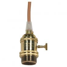  80/2427 - Medium base lampholder; 4pc. Solid brass; prewired; On/Off; Uno ring; 10ft. 18/2 SVT Gold Cord;