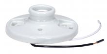  90/2638 - Keyless Glazed Porcelain Ceiling Receptacle; 7" AWM B/W Leads 105C; Screw Terminals; 4-3/8"