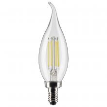  S21297 - 4 Watt CA10 LED; Clear; Candelabra base; 90 CRI; 3000K; 120 Volt