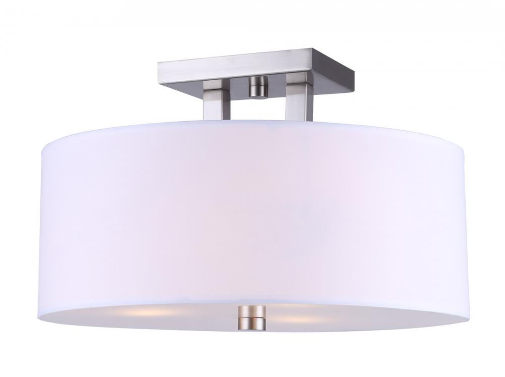 River 3 Lt Semi-Flush mount with White Fabric Shade 