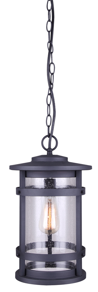 DUFFY, IOL343BK, 1 Lt Chain Pendant Outdoor, Seeded Glass, 100W 