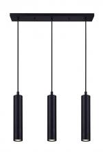 Canarm IPL764A03BK10 - CARVER, MBK Color, 3 Lt Cord Pendant, 50W Type GU10, 24" W x 14.25 - 62.25" H x 4.33" D