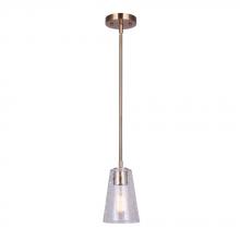 Canarm IPL1100A01GD - EVERLY, IPL1100A01GD, 1 Lt Rod Pendant, Crackle Glass, 60W Type A, 5" W x 10.75 - 58.75" H