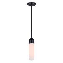 Canarm IPL1126A01BK - BEVIN, IPL1126A01BK, MBK Color, 1 Lt Cord Pendant, Flat Opal Glass, 60W Type B or T