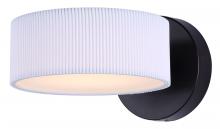  LWF288A01BK - CARMYNN 8.13 in. 1 Light Black Integrated LED Wall Light with White Fabric Shade