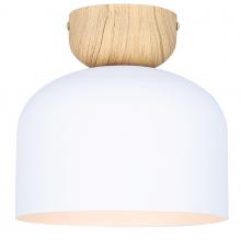  IFM1152A09WHW - CALEB 9 in. 1-Light 60-Watt Contemporary Matte White Flush Mount with Matte White  Metal Shade Shade