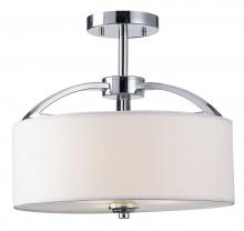 Canarm ISF425A03CH - Milano 3 Lt Semi-Flush Mount, White Fabric Shade, Frosted Glass Diffuser, 60W Type A, 