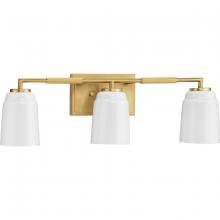  P300505-191 - Spenser Collection Three-Light Brushed Gold Industrial Vanity Light