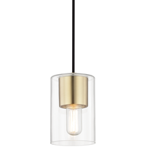  H135701-AGB - Lula Collection 1 Light Pendant with Clear Glass