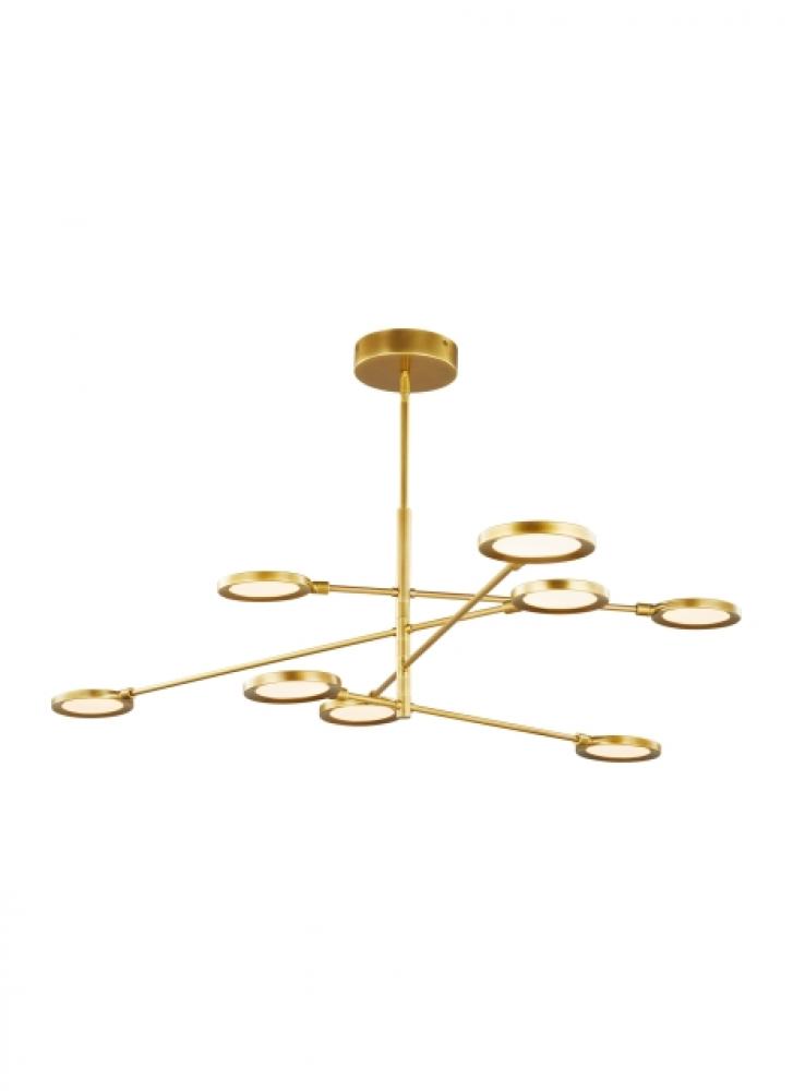 Spectica Dimmable LED Modern 8-light Ceiling Chandelier in a Plated Brass/Gold Colored Finish