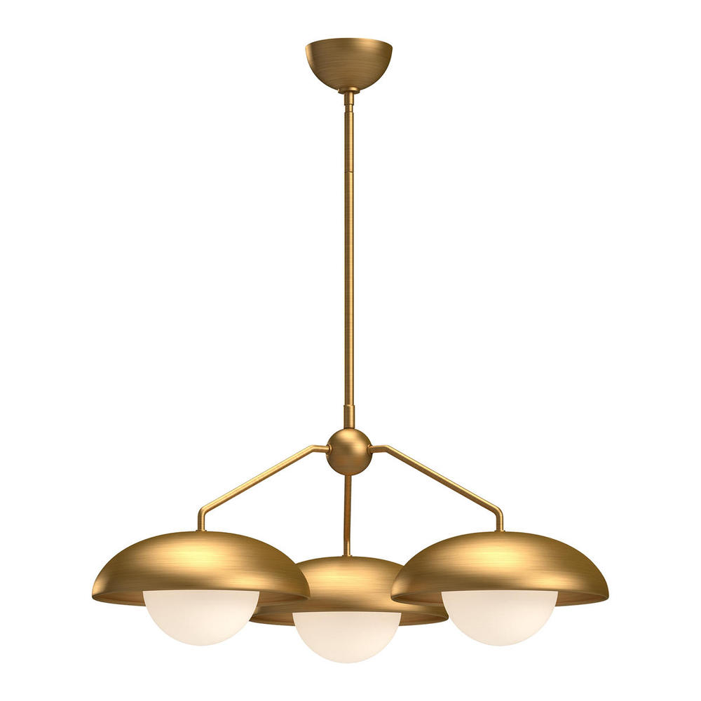 Rubio 28-in Aged Gold/Opal Matte Glass 3 Lights Chandeliers