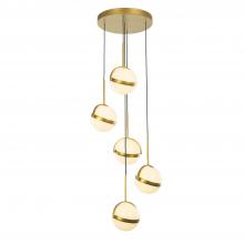 Alora Lighting MP301005BG - Globo 5 Head Brushed Gold LED Multi Pendant