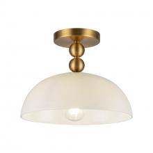  SF459012BGGO - Paisley 12-in Brushed Gold/Glossy Opal Glass Socket Semi-Flush Mount