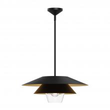  PD475120MBCL - Tetsu 20-in Matte Black/Clear Glass 1 Light Pendant