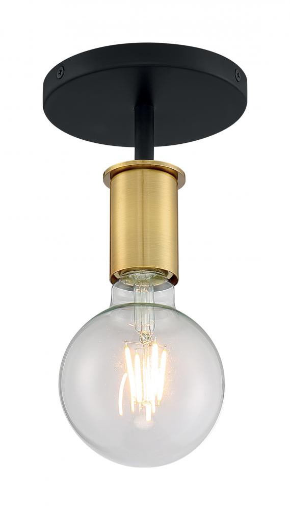 Ryder - 1 Light Semi-Flush with- Black and Brushed Brass Finish