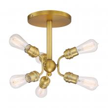 Nuvo 60/6926 - Faraday - 6 Light Semi Flush - Brushed Brass Finish