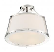  60/6996 - Cutty - 3 Light Semi-Flush with Fabric Shade - Polished Nickel Finish