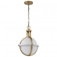  60/7664 - Lincoln; 1 Light Medium Pendant; Medium Base; 60 Watt; Matte White Finish; White Opal Glass