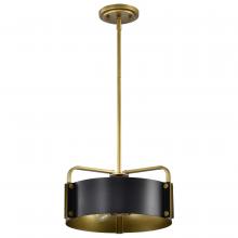 Nuvo 60/7842 - Altos 3 Light Small Pendant; Matte Black and Natural Brass Finish