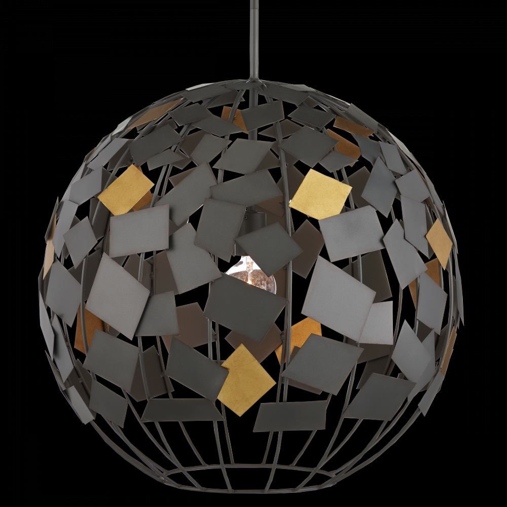 Moon Night Gray & Gold Orb Chandelier