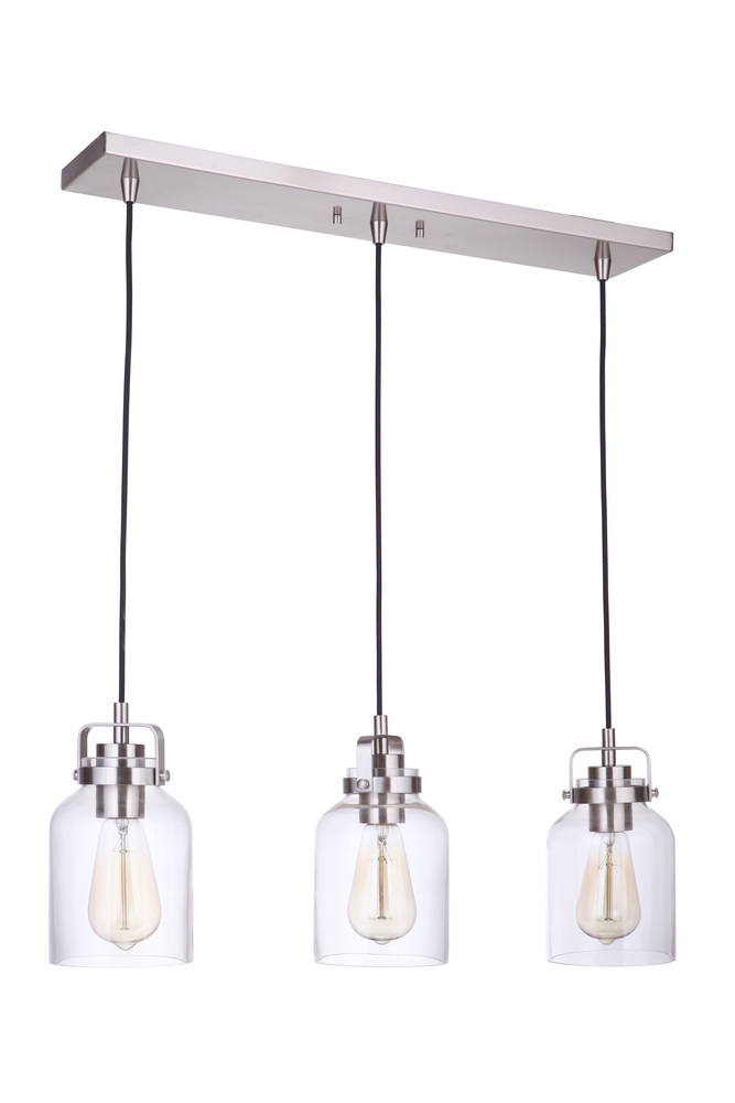 Foxwood 3 Light Pendant in Brushed Polished Nickel