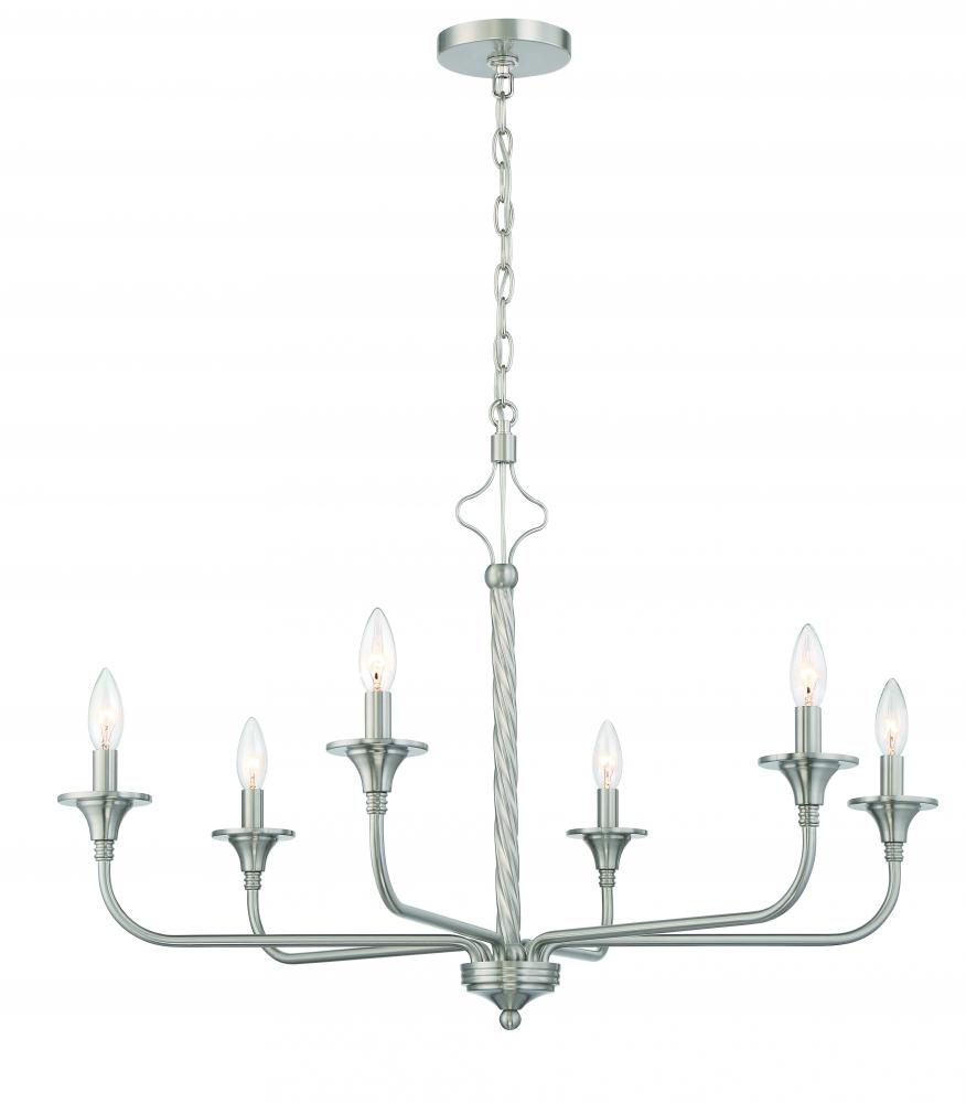 Jolenne 6 Light Chandelier in Brushed Polished Nickel