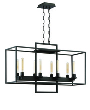  41528-ABZ - Cubic 8 Light Linear Chandelier in Aged Bronze Brushed